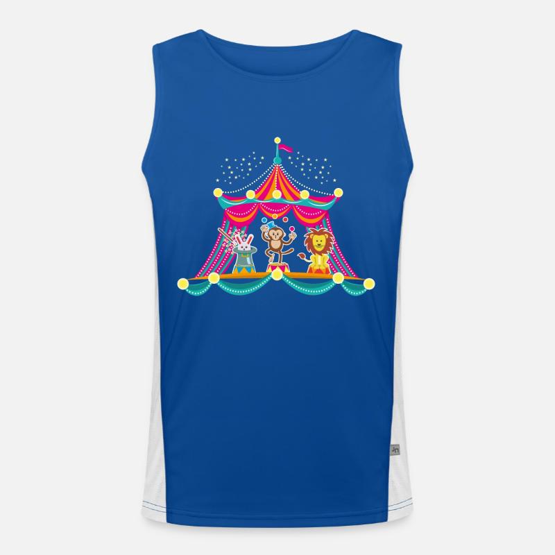Circus - Monkey Circus - Circus Animals Hare Lion Men's Functional Contrast Tank Top 