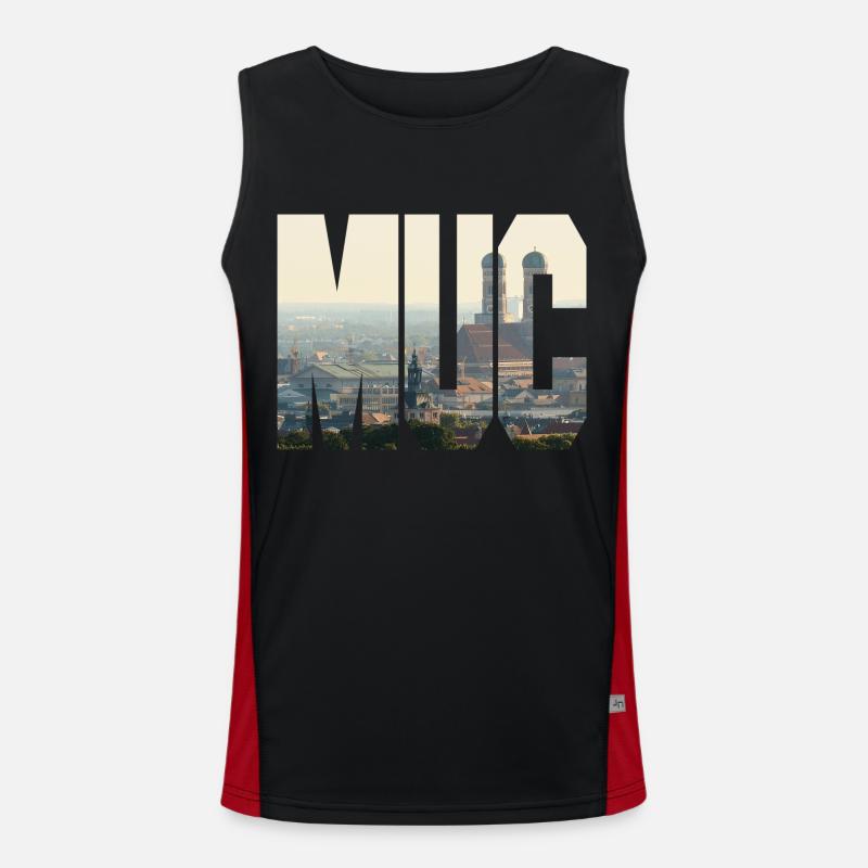 MUC panorama - Men's Functional Contrast Tank Top  - black/red
