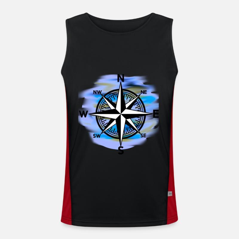 Windrose Kompass maritim Seefahrt Funktionelles Kontrast-Tank Top für Männer 