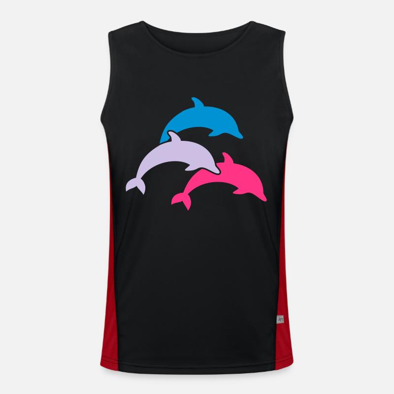 Dolphins - Men's Functional Contrast Tank Top  - black/red
