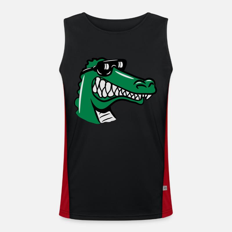 Crocodile fun funny Men's Functional Contrast Tank Top 
