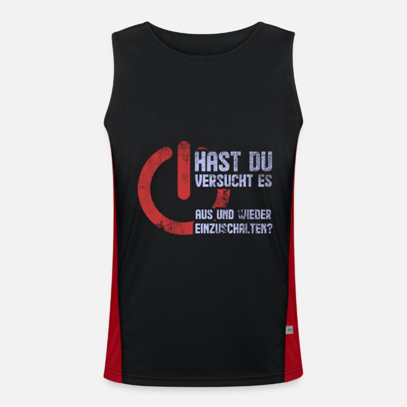 Off And Turn On Computer Scientist Nerd Men's Functional Contrast Tank Top 