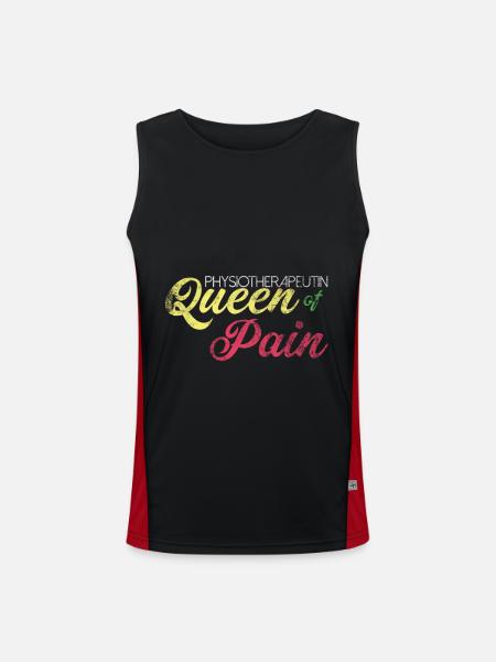 Physiotherapist Queen Of Pain Gift - Men's Functional Contrast Tank Top  - black/red - Front
