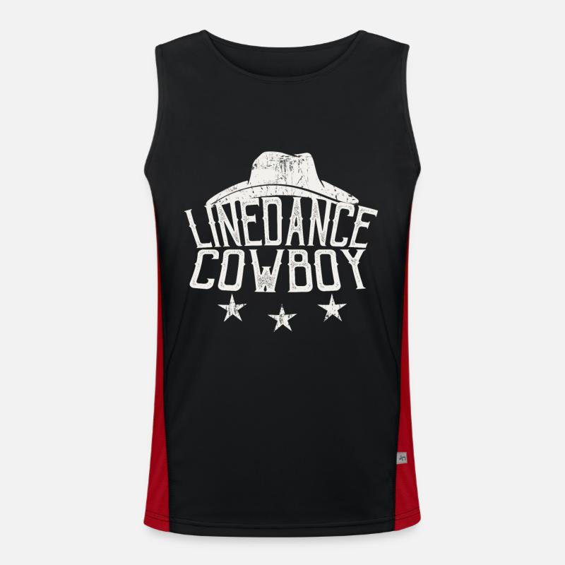 Linedance Cowboy Linedancer Gift - Men's Functional Contrast Tank Top  - black/red