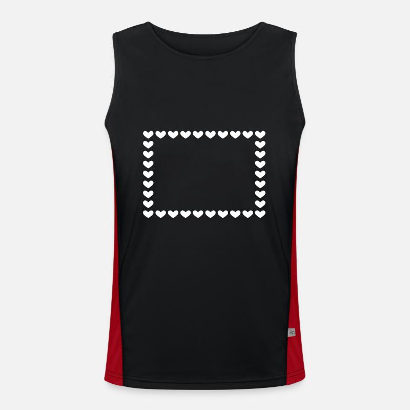Rectangle frame heart customizable white - Men's Functional Contrast Tank Top - black/red