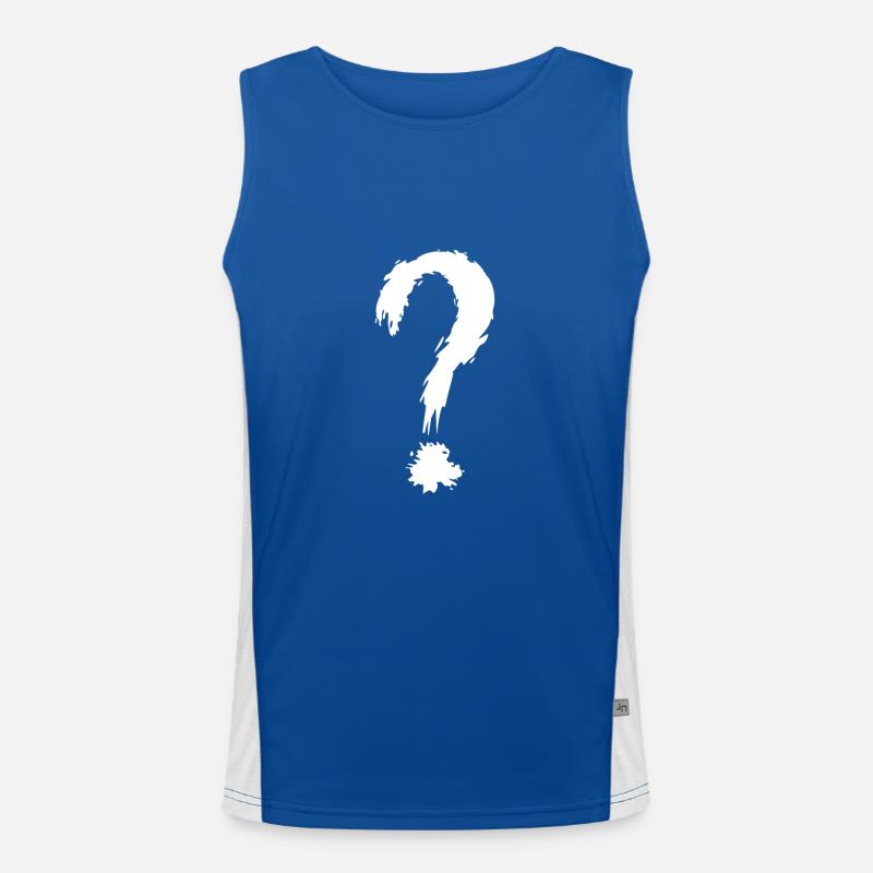 Fragezeichen weiß Funktionelles Kontrast-Tank Top für Männer 