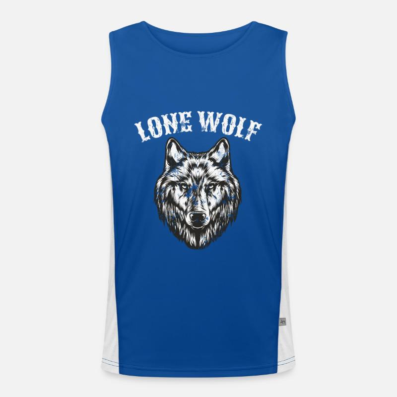 Lone Wolf full moon biker men gift Men's Functional Contrast Tank Top 