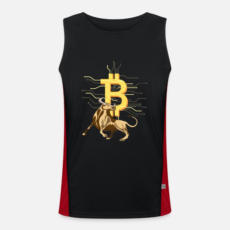 Bitcoin bull cryptocurrency - Men's Functional Contrast Tank Top  - black/red