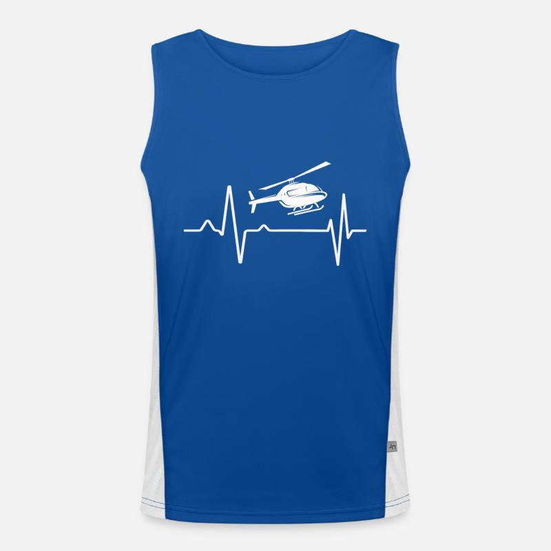 Hubschrauber Herzschlag Pilot Geschenk Funktionelles Kontrast-Tank Top für Männer 