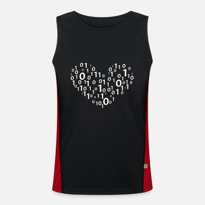 Heart binary coding - Men's Functional Contrast Tank Top  - black/red