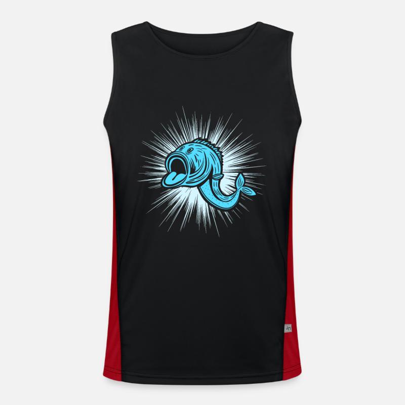 Vintage fish head angler cod Men's Functional Contrast Tank Top 