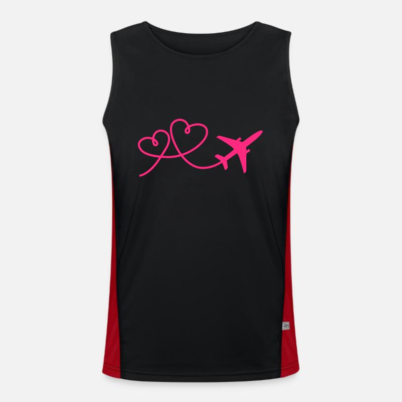 Flugzeug Flieger mit Herz Rosa Funktionelles Kontrast-Tank Top für Männer 