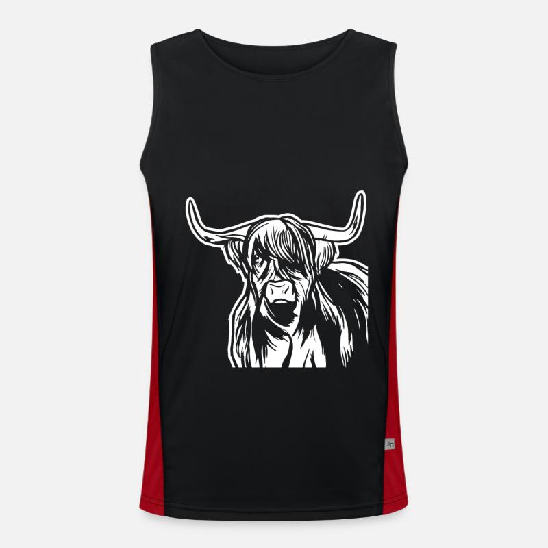 Great Highland Cattle beef Men's Functional Contrast Tank Top 