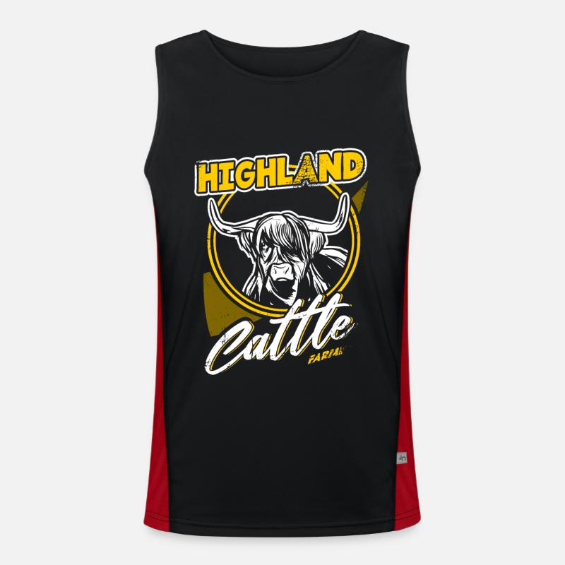 Highland Cattle Hochlandrind Funktionelles Kontrast-Tank Top für Männer 