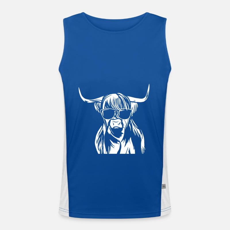 Scottish Highland Cattle Men's Functional Contrast Tank Top 