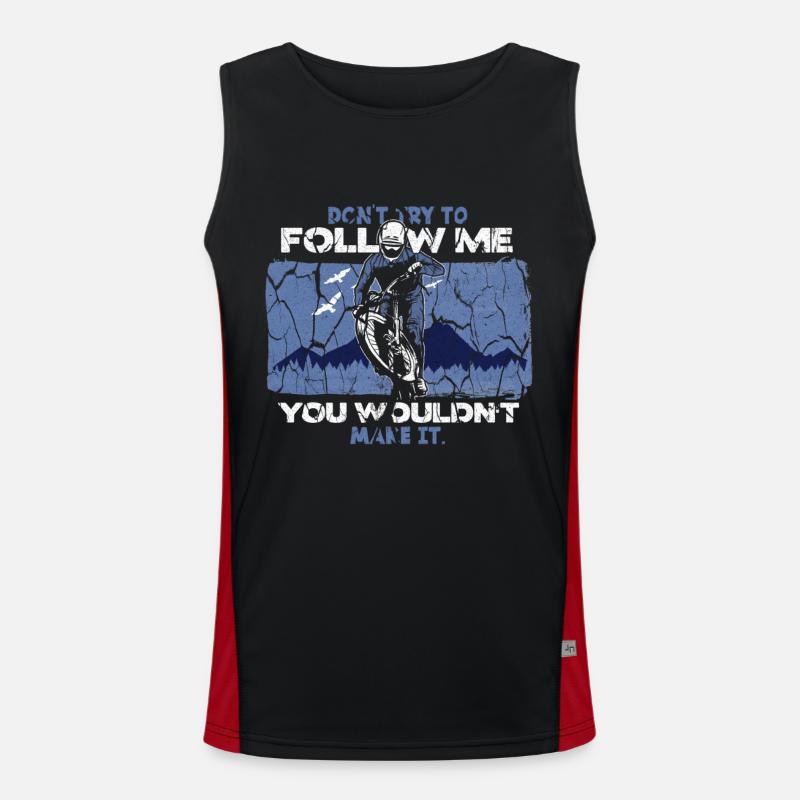 Mountain biker saying mountains - Men's Functional Contrast Tank Top  - black/red