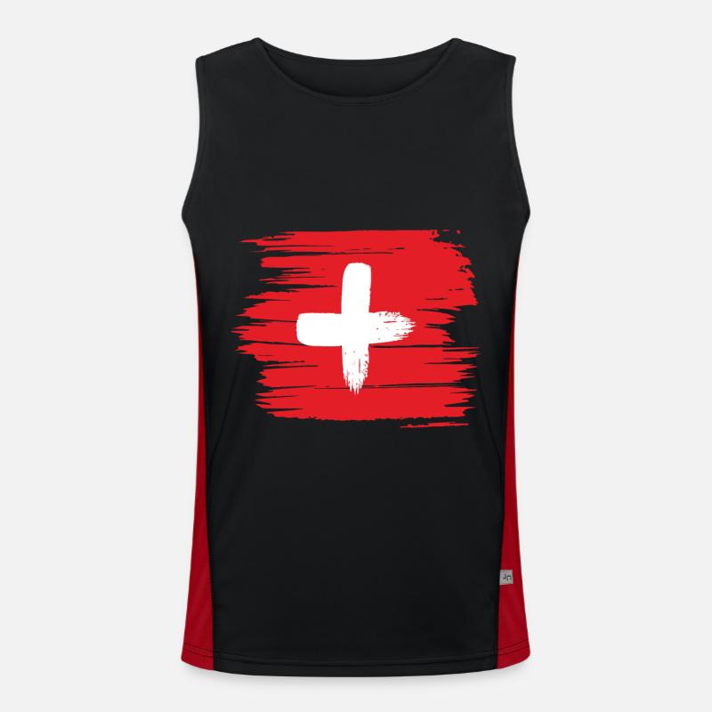 Drapeau suisse Débardeur respirant contrasté Homme 
