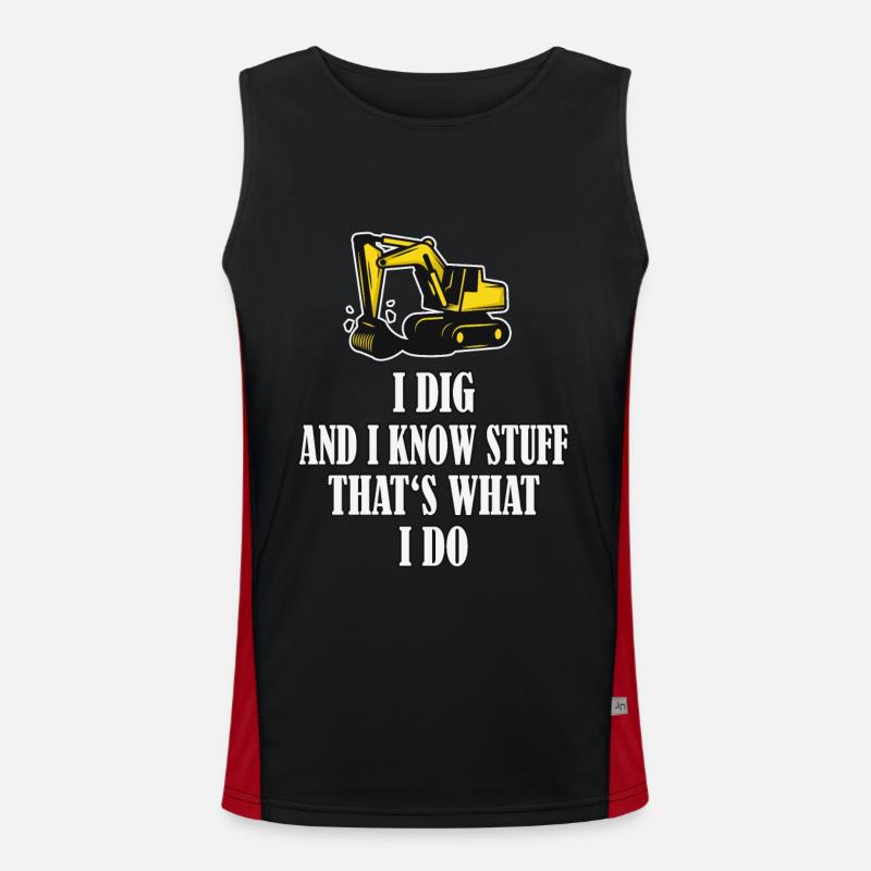Funny construction worker excavator Men's Functional Contrast Tank Top 