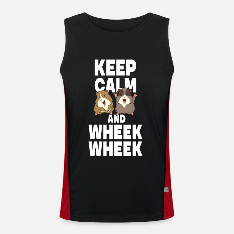 Keep Calm And Wheek Wheek Propriétaires de cobayes Débardeur respirant contrasté Homme 