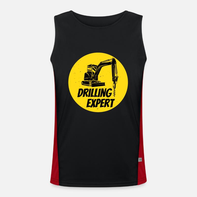 Bohr Experte Bohrmaschine Baustelle Bauarbeiter Funktionelles Kontrast-Tank Top für Männer 