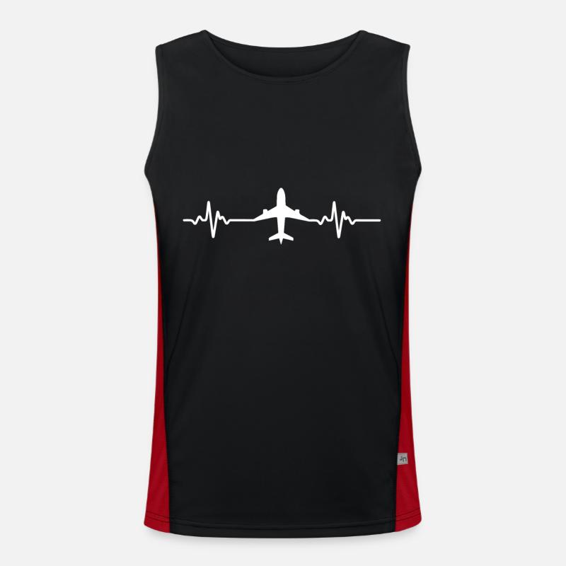 Flugzeug Heartbeat Pilot Flying Airplane Funktionelles Kontrast-Tank Top für Männer 