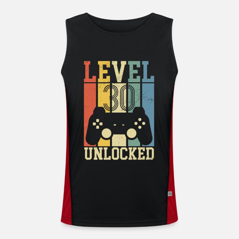 Level 30 Unlocked - Men's Functional Contrast Tank Top  - black/red