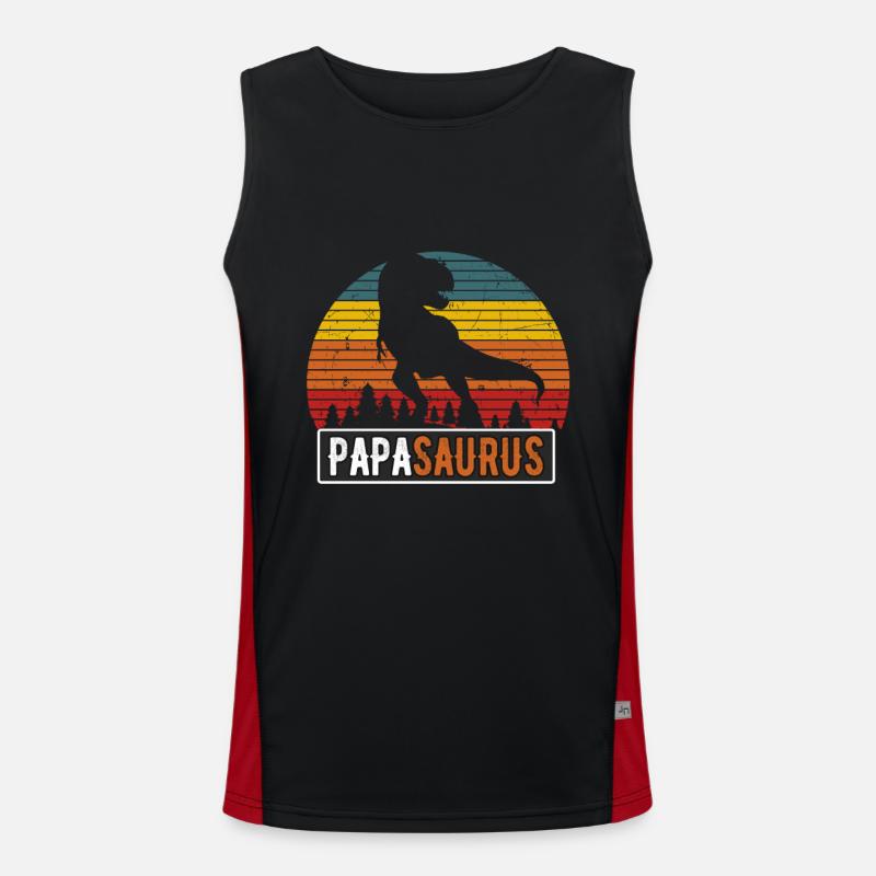 PapaSaurus Papa T-Rex Dinosaurier Retro Vater Funktionelles Kontrast-Tank Top für Männer 