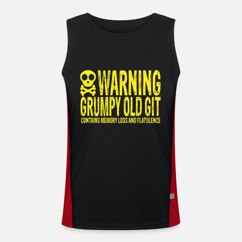 Warning Grumpy Old Git - Funktionelles Kontrast-Tank Top für Männer  - Schwarz/Rot