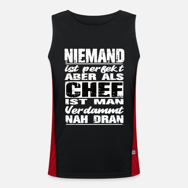 Chef Chef Sprüche Handwerk Baustelle Funktionelles Kontrast-Tank Top für Männer 