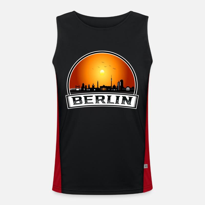 Berlin Skyline Retro Sun lettrage Débardeur respirant contrasté Homme 
