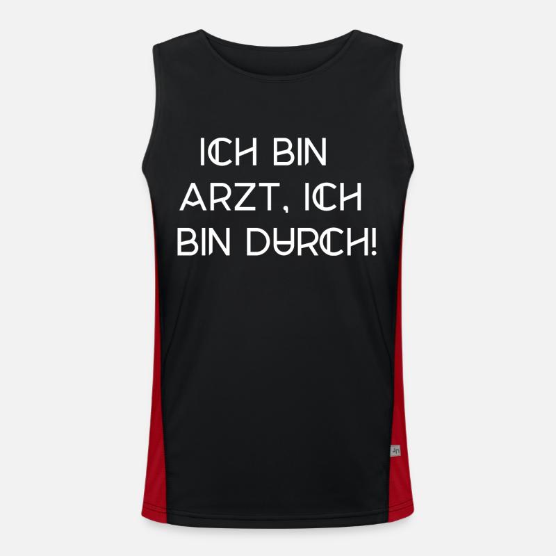 bin Arzt bin durch lustiger Spruch Beruf Schrift Funktionelles Kontrast-Tank Top für Männer 