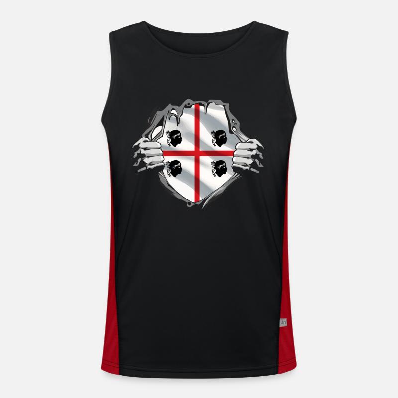 Drapeau de la Sardaigne Super-héros Drapeau de la Sardaigne Débardeur respirant contrasté Homme 