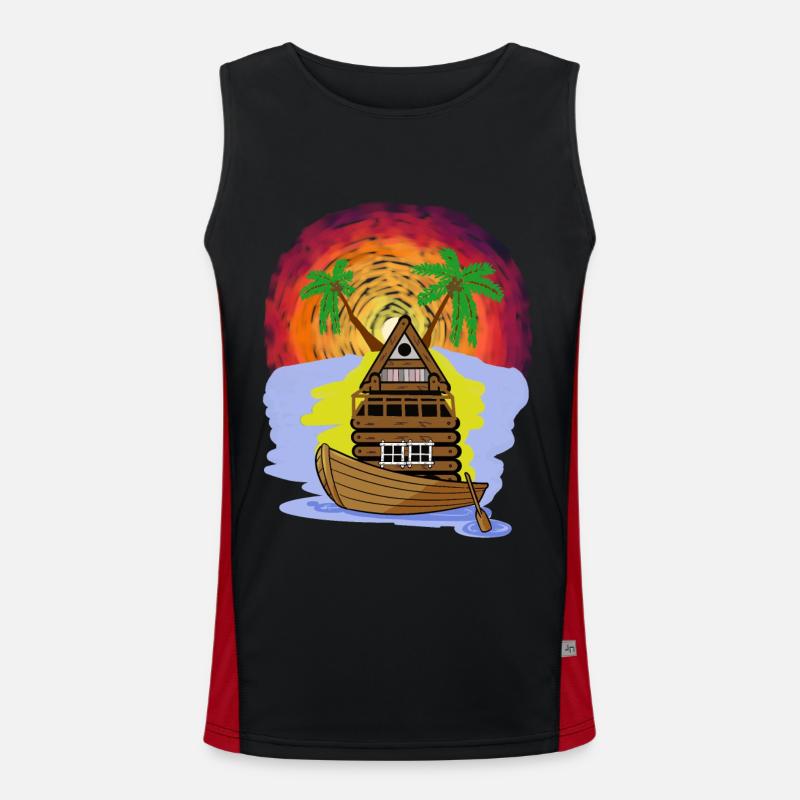 Abenteuer Freizeit Reise Ferien Boot Karibik Insel Funktionelles Kontrast-Tank Top für Männer 