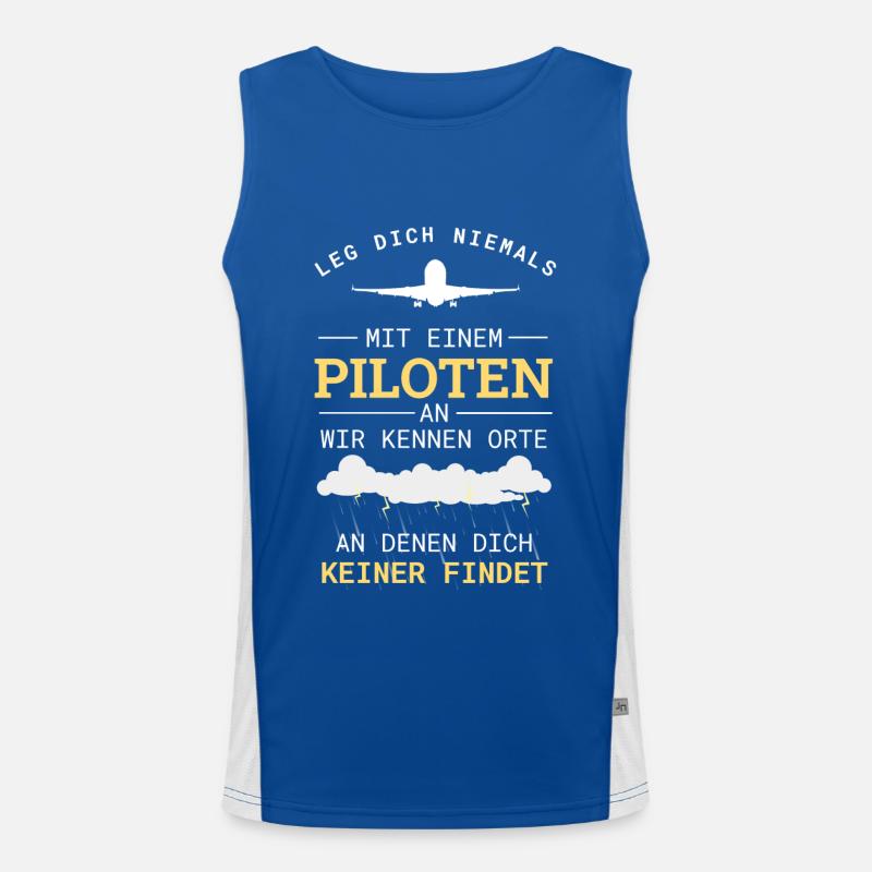 Pilot Flugzeug Luftfahrt Aviation Geschenk Funktionelles Kontrast-Tank Top für Männer 