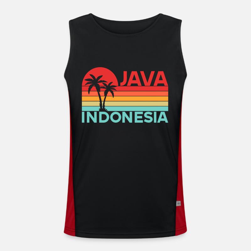 Vintage Urlaub Reise Java Indonesien Asien Funktionelles Kontrast-Tank Top für Männer 