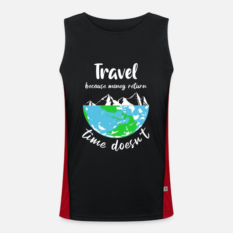 travel because money return time doesn't Funktionelles Kontrast-Tank Top für Männer 