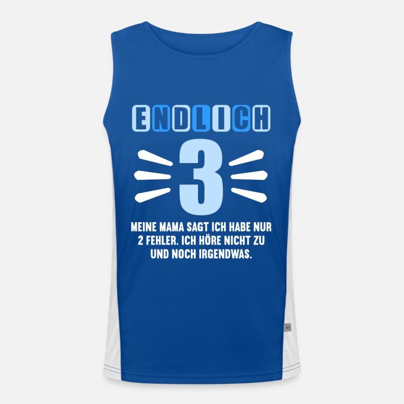 Endlich 3 Mama sagt hab nur 2 Fehler 3. Geburtstag Funktionelles Kontrast-Tank Top für Männer 
