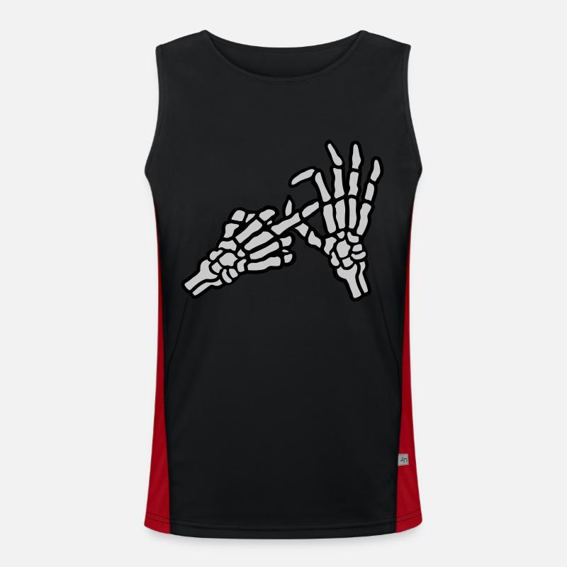 Hole Middle Finger Gesture Skeleton Men's Functional Contrast Tank Top 