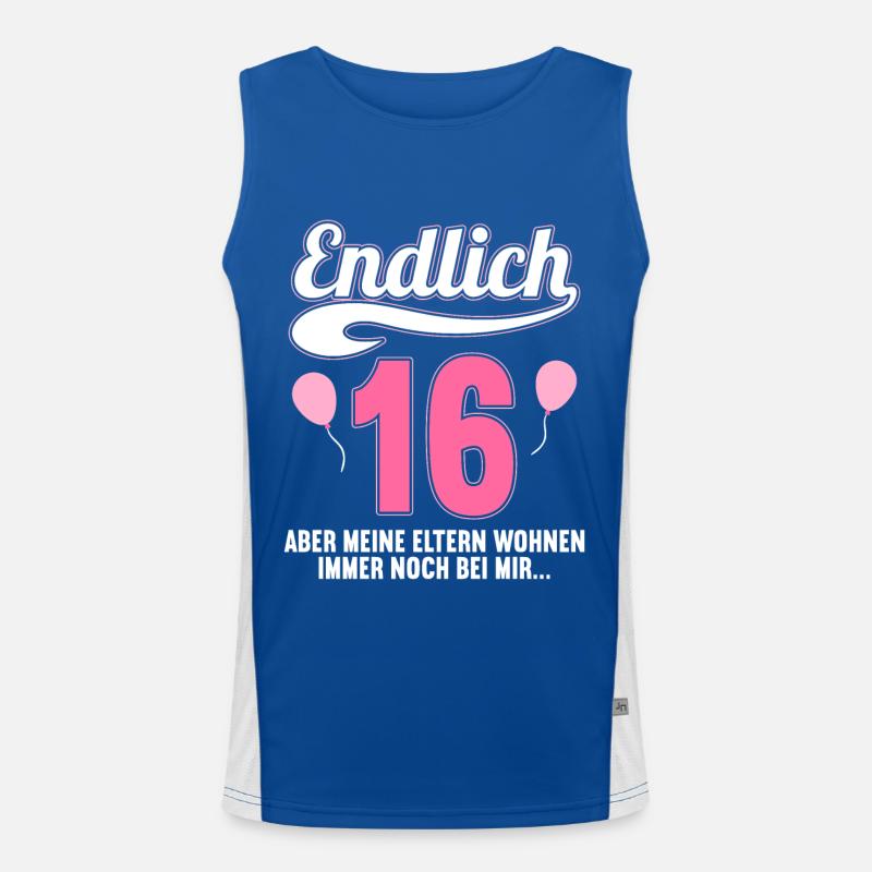 Endlich 16 aber Eltern leben bei mir 16 Geburtstag Funktionelles Kontrast-Tank Top für Männer 