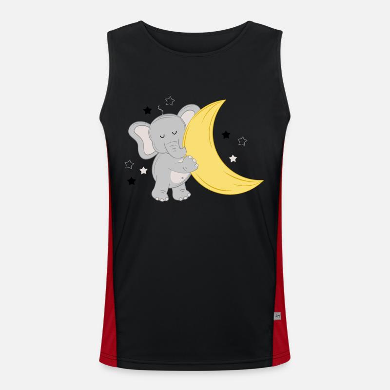 Petit éléphant avec lune et étoiles Débardeur respirant contrasté Homme 