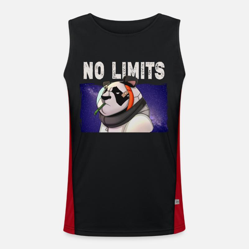 Panda on space - Men's Functional Contrast Tank Top - black/red