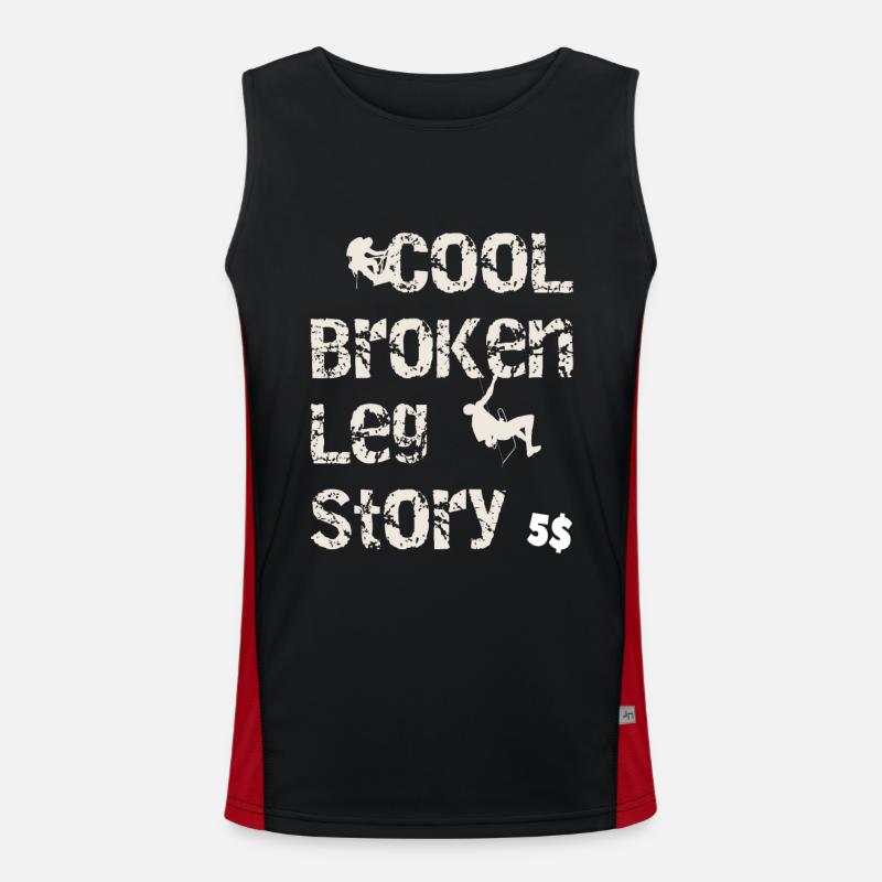 Cool broken leg story Funny mountain climbing Men's Functional Contrast Tank Top 
