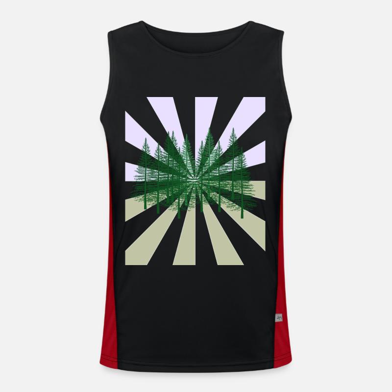 Rays Forest Fir Wilderness Flora Ecology Men's Functional Contrast Tank Top 