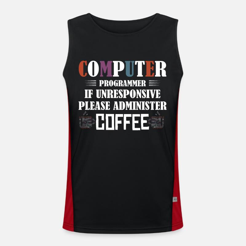 Computer Programmer Software Coding - Funktionelles Kontrast-Tank Top für Männer  - Schwarz/Rot