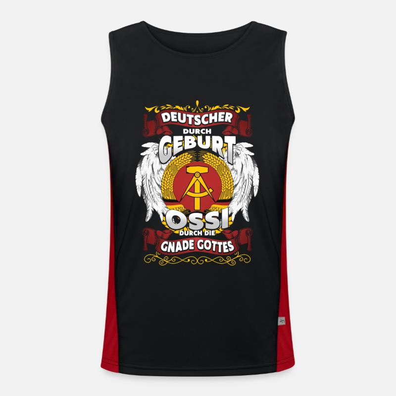 Deutscher Ossi durch die Gnade Gottes DDR Stolz Funktionelles Kontrast-Tank Top für Männer 
