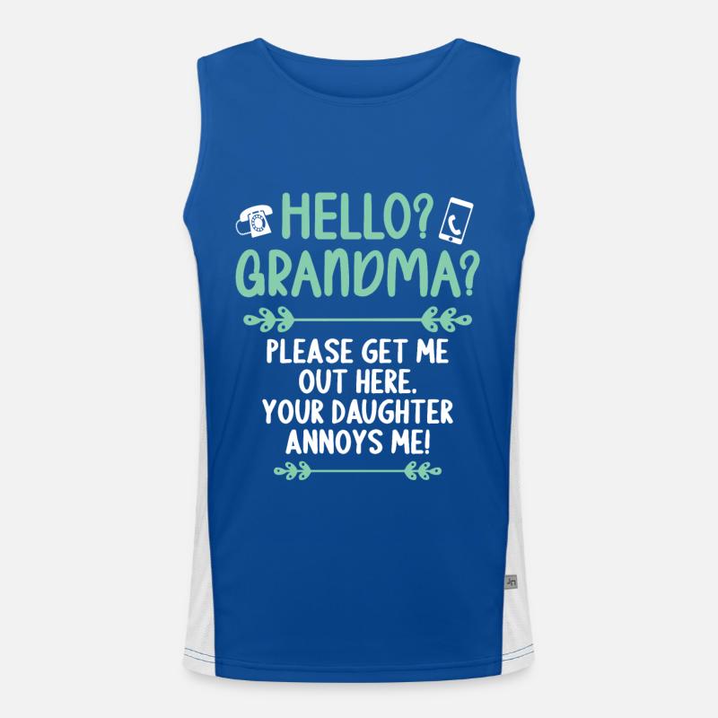 Hallo Oma, Bitte Bring Mich Hier Raus Funktionelles Kontrast-Tank Top für Männer 