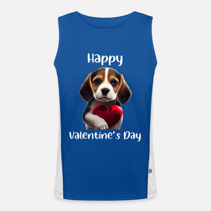 Happy Valentins Day Beagle Funktionelles Kontrast-Tank Top für Männer 