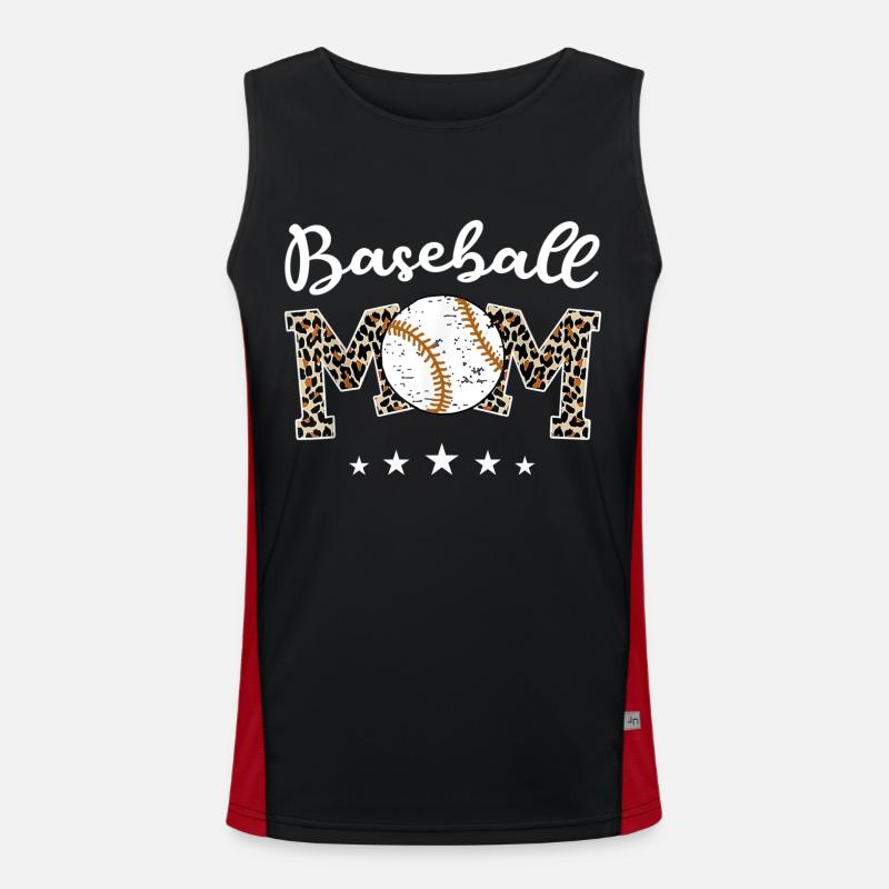 Softball Baseball Mom Leopard Tee Mother s Day Men's Functional Contrast Tank Top 