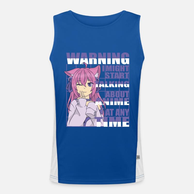 Warning i might Start Talkink about Anime neko Men's Functional Contrast Tank Top 