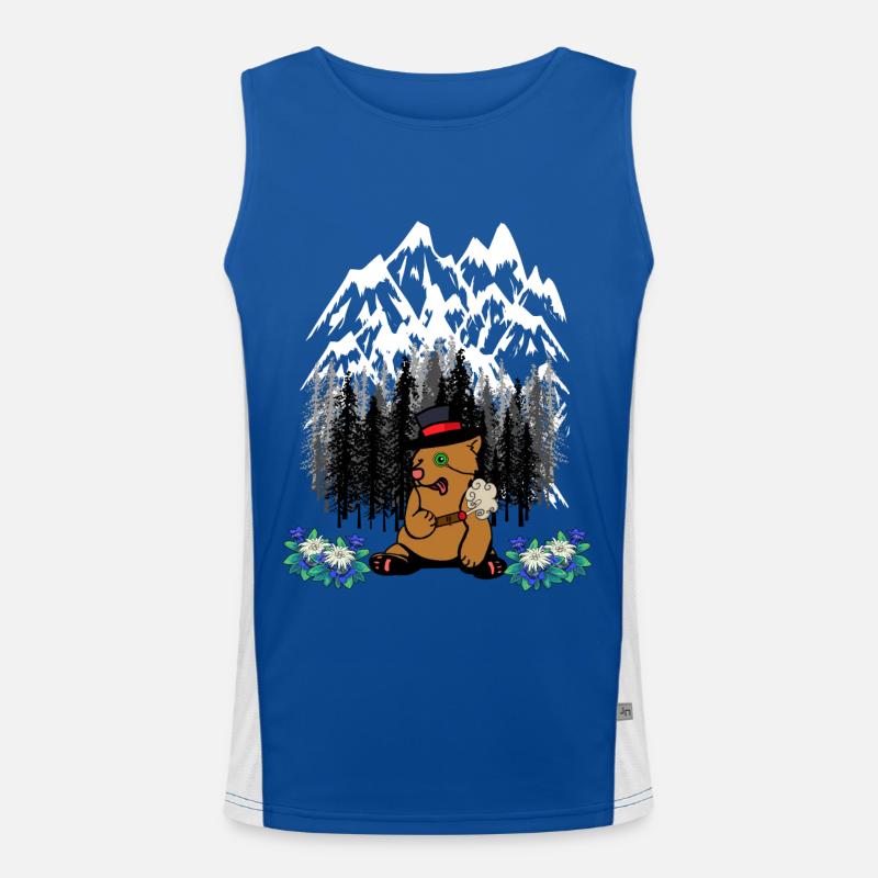 Forest animals Forest animals Enjoy nature Holidaymaker Bear Men's Functional Contrast Tank Top 